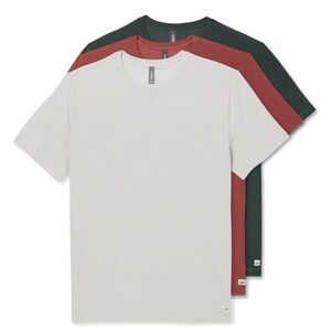 Vuori 3-Pack Crewneck Strato Tech Tees — Off-White, Rust & Dark Green Size XL